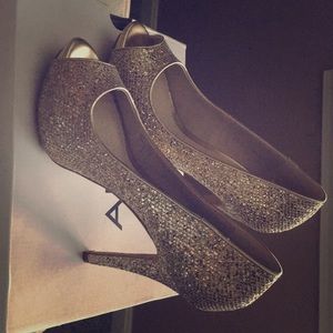 Aldo’s gold open toe heels.